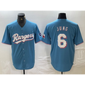 Rebec Texas Rangers #6 Josh Jung Light Blue  Team Logo Cool Base Jersey
