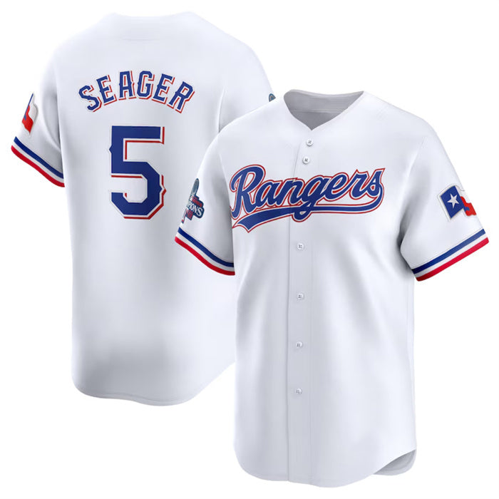 Rebec Texas Rangers #5 Corey Seager White  2023 World Series Champions Stitched Jersey