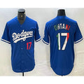 Rebec Los Angeles Dodgers #17 Shohei Ohtani Number Mexico Blue  Cool Base Stitched Jerseys