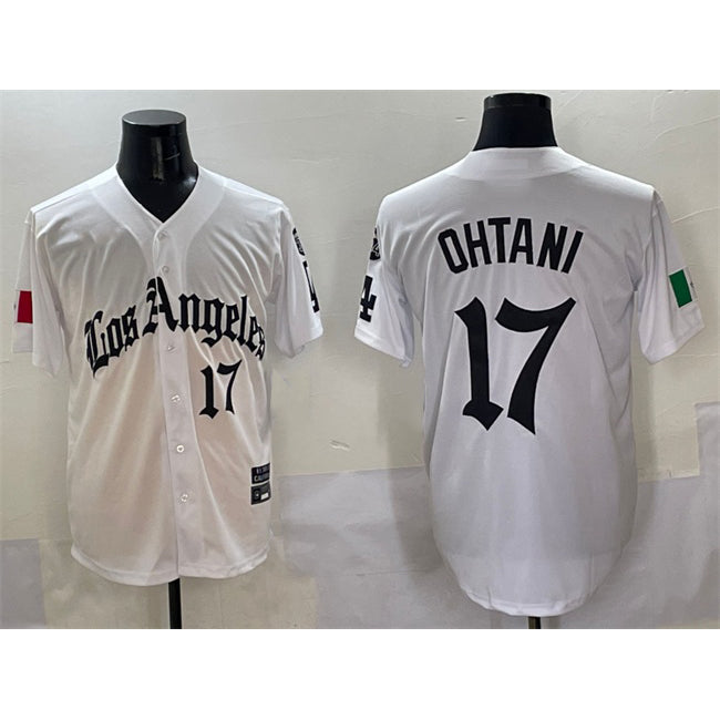 Rebec Los Angeles Dodgers #17 Shohei Ohtani White  Mexico 2025 LA Gothic Style With Fernando Patch Vapor Premier Limited Stitched Jersey