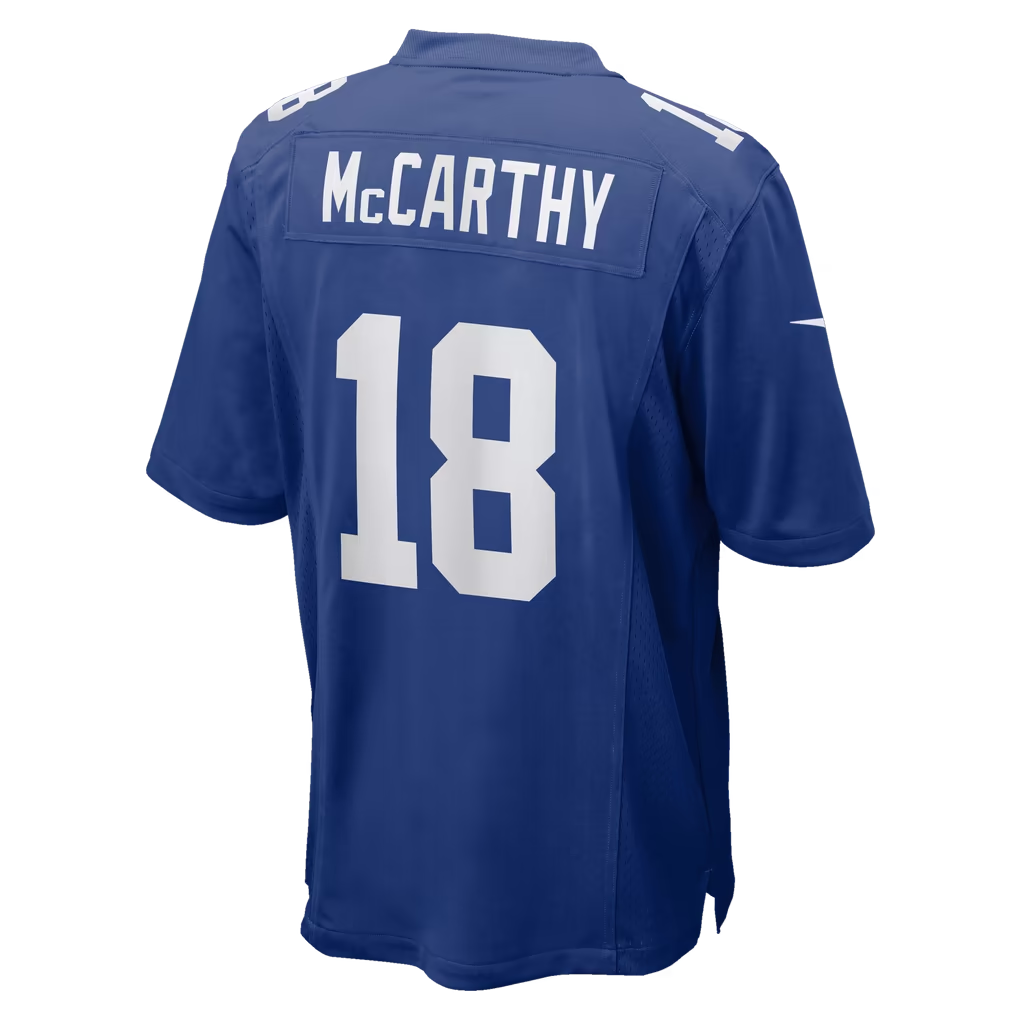 Rebec NY.Giants #18 J.J. McCarthy Royal Team Game Jersey