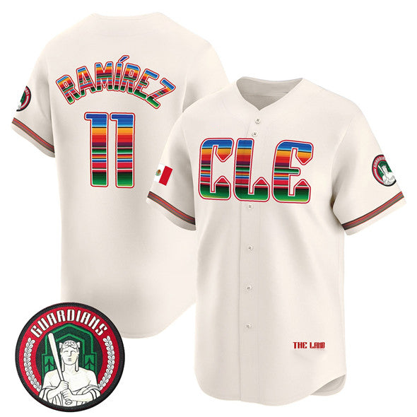 Rebec Cleveland Guardians #11 Jos¨¦ Ram¨ªrez Cream  Mexico Vapor Premier Limited Stitched Jersey