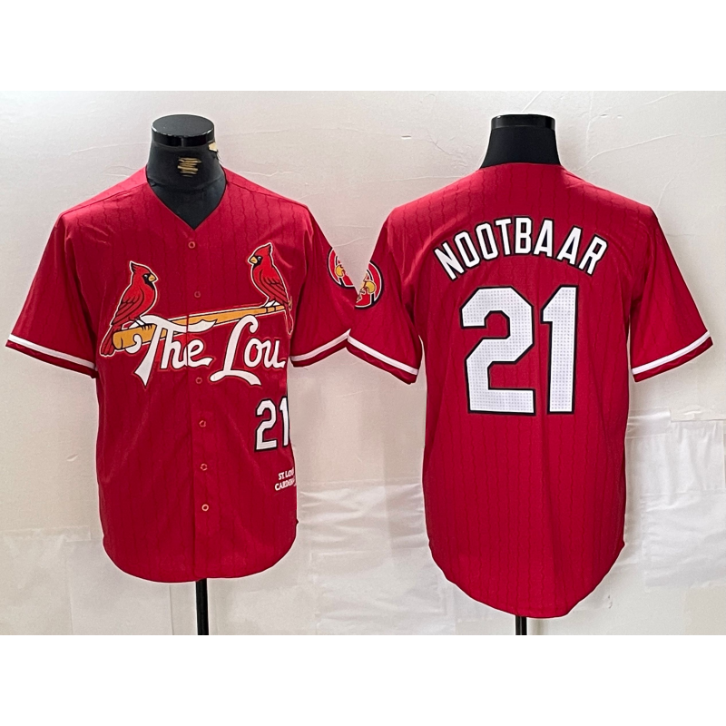 Rebec St. Louis Cardinals #21 Lars Nootbaar Red  2024 City Connect Limited Stitched Jersey