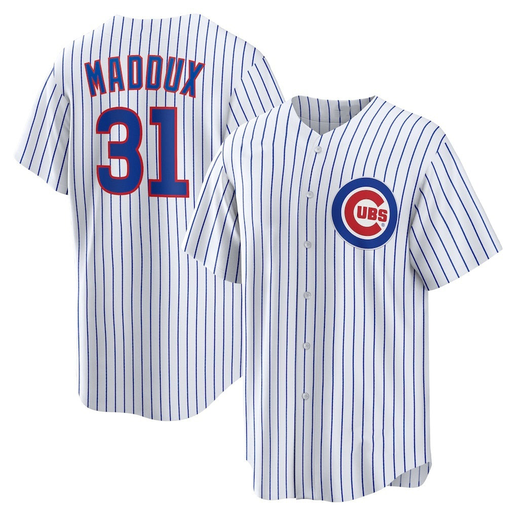 Rebec Chicago Cubs #31 Greg Maddux White  Home Retired Player Replica Jersey