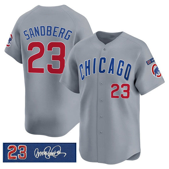 Rebec Chicago Cubs #23 Ryne Sandberg Gray  'Ryne Sandberg Tribute' Vapor Limited V3 Stitched Jersey