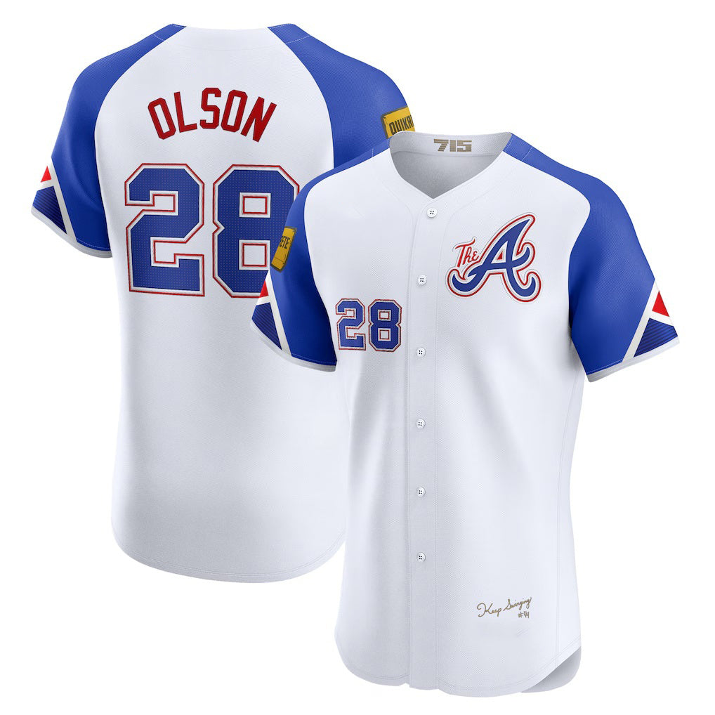 Rebec Atlanta Braves #28 Matt Olson White  City Connect Elite Jersey 2