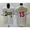 Rebec San Diego Padres #13 Manny Machado White  Pinstripe 2023 City Connect Cool Base Stitched Jersey