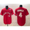 Rebec Toronto Blue Jays #4 George Springer Red  2025 World Series Cool Base Stitched Jersey