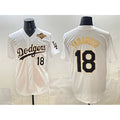Rebec Los Angeles Dodgers #18 Yoshinobu Yamamoto White Gold  2025 World Series Patch Limited Stitched Jersey