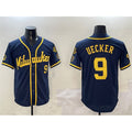 Rebec Milwaukee Brewers #9 Bob Uecker Navy  With Home Patch Limited Stitched Jersey