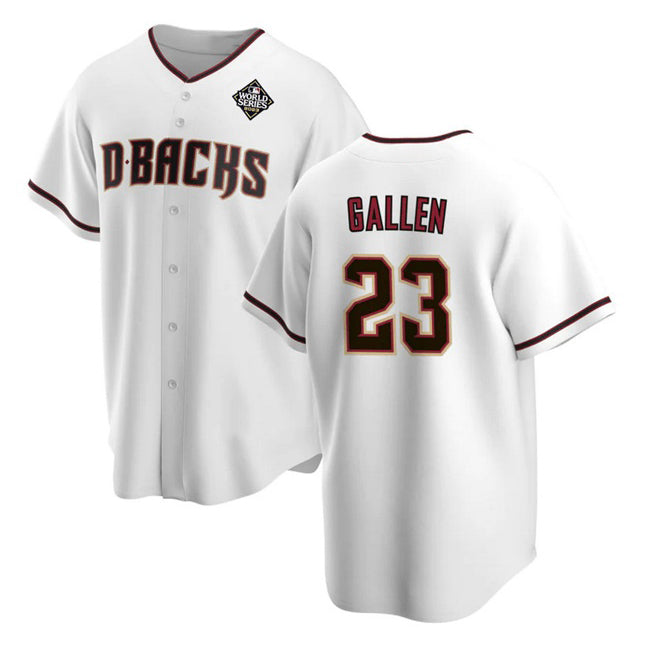 Rebec Arizona Diamondbacks #23 Zac Gallen White  2023 World Series Cool Base Stitched Jersey