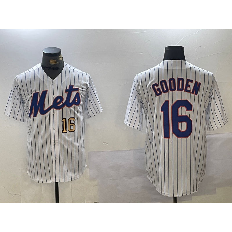 Rebec New York Mets #16 Dwight Gooden White  Cool Base Stitched Jerseys