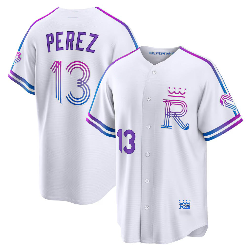 Rebec Kansas City Royals #13 Salvador Perez White  2026 City Connect Stadium Jersey