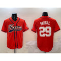 Rebec Detroit Tigers #29 Tarik Skubal Orange  With Patch Cool Base Stitched Jersey 2
