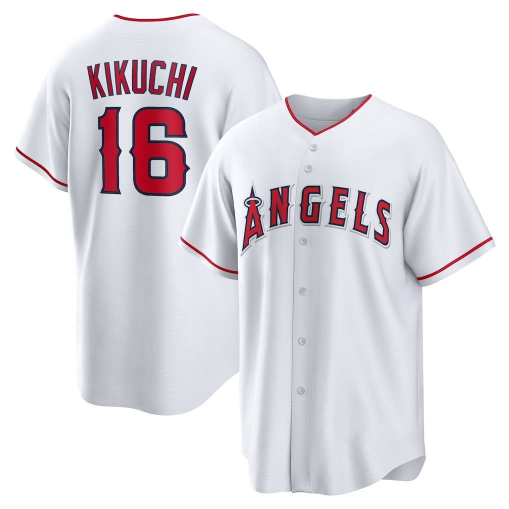 Rebec Los Angeles Angels #16 Yusei Kikuchi White  Home Replica Jersey