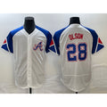 Rebec Atlanta Braves #28 Matt Olson White  2023 City Connect Flex Base Stitched Jersey