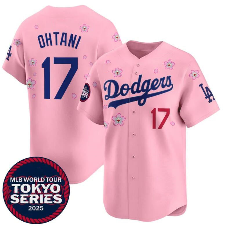 Rebec Los Angeles Dodgers #17 Shohei Ohtani Pink  2025 Tokyo Series Limited Stitched Jersey
