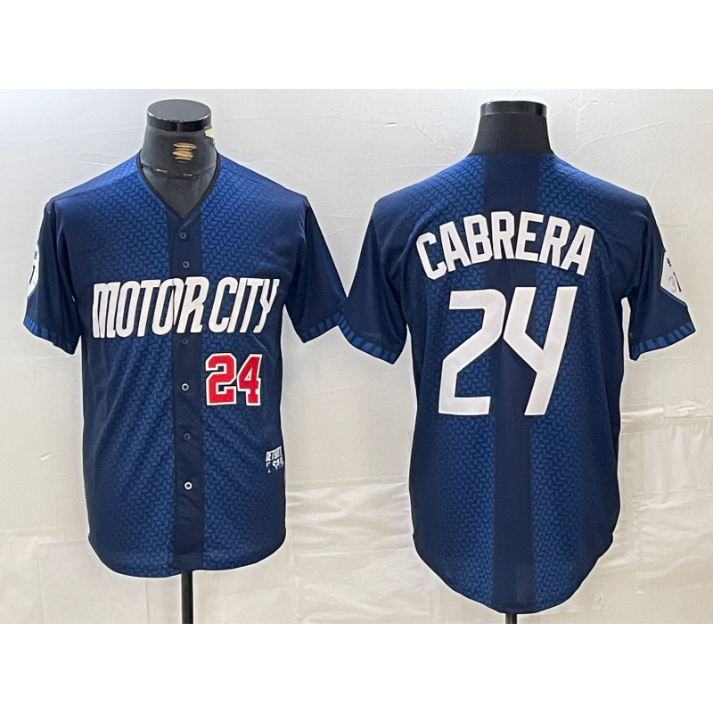 Rebec Detroit Tigers #24 Miguel Cabrera Number Navy  2024 City Connect Cool Base Limited Stitched Jersey
