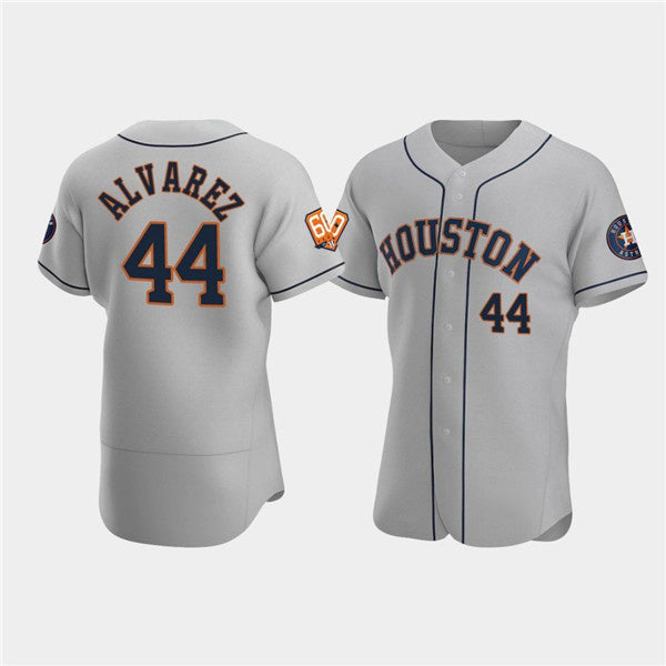 Rebec Houston Astros #44 Yordan Alvarez Gray  60th Anniversary Flex Base Stitched Jersey