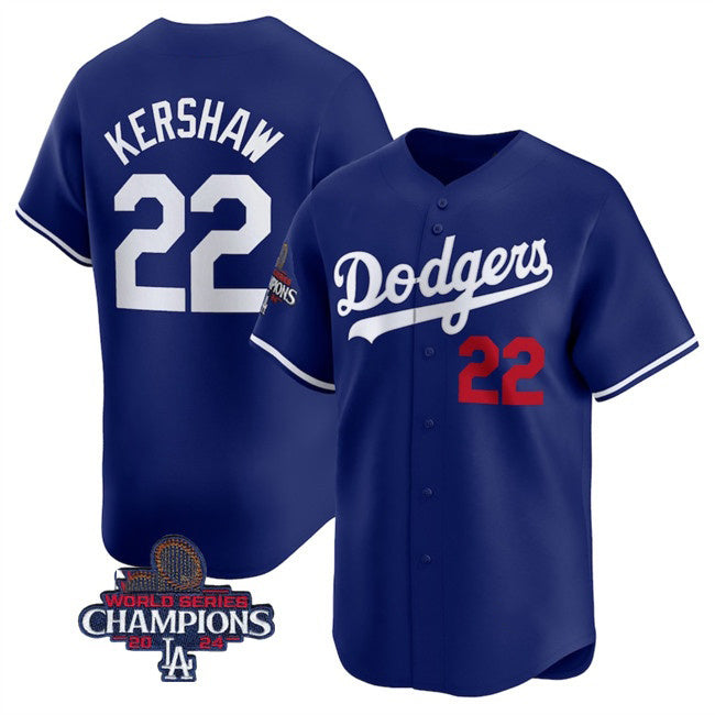 Rebec Los Angeles Dodgers #22 Clayton Kershaw Royal  2024 World Series Champions Alternate Limited Stitched Jersey