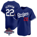 Rebec Los Angeles Dodgers #22 Clayton Kershaw Royal  2024 World Series Champions Alternate Limited Stitched Jersey