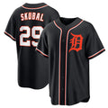 Rebec Detroit Tigers #29 Tarik Skubal Black  Out Stitched Jersey