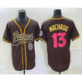 Rebec San Diego Padres #13 Manny Machado Brown  NEW 2023 City Connect Cool Base Stitched Jersey
