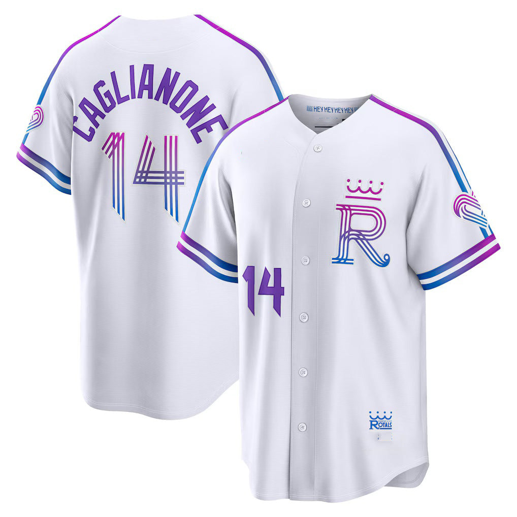 Rebec Kansas City Royals #14 Jac Caglianone White  2026 City Connect Stadium Jersey