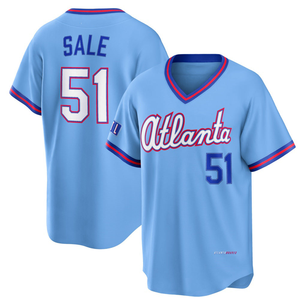 Rebec Atlanta Braves #51 Chris Sale Powder Blue  2026 City Connect Stadium Jersey